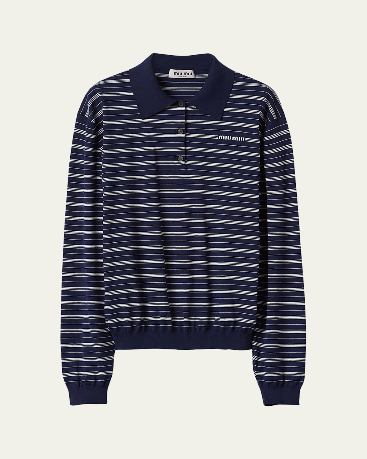 Striped Polo Top with Logo Embroidery