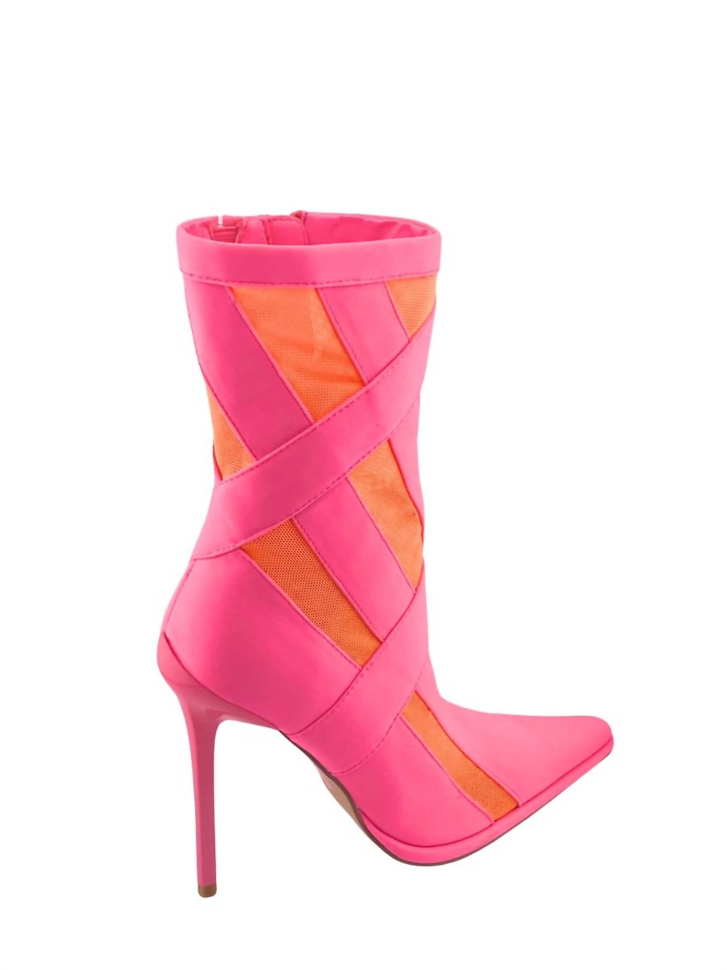 Stripes Stilleto Heeled Boot In Pink