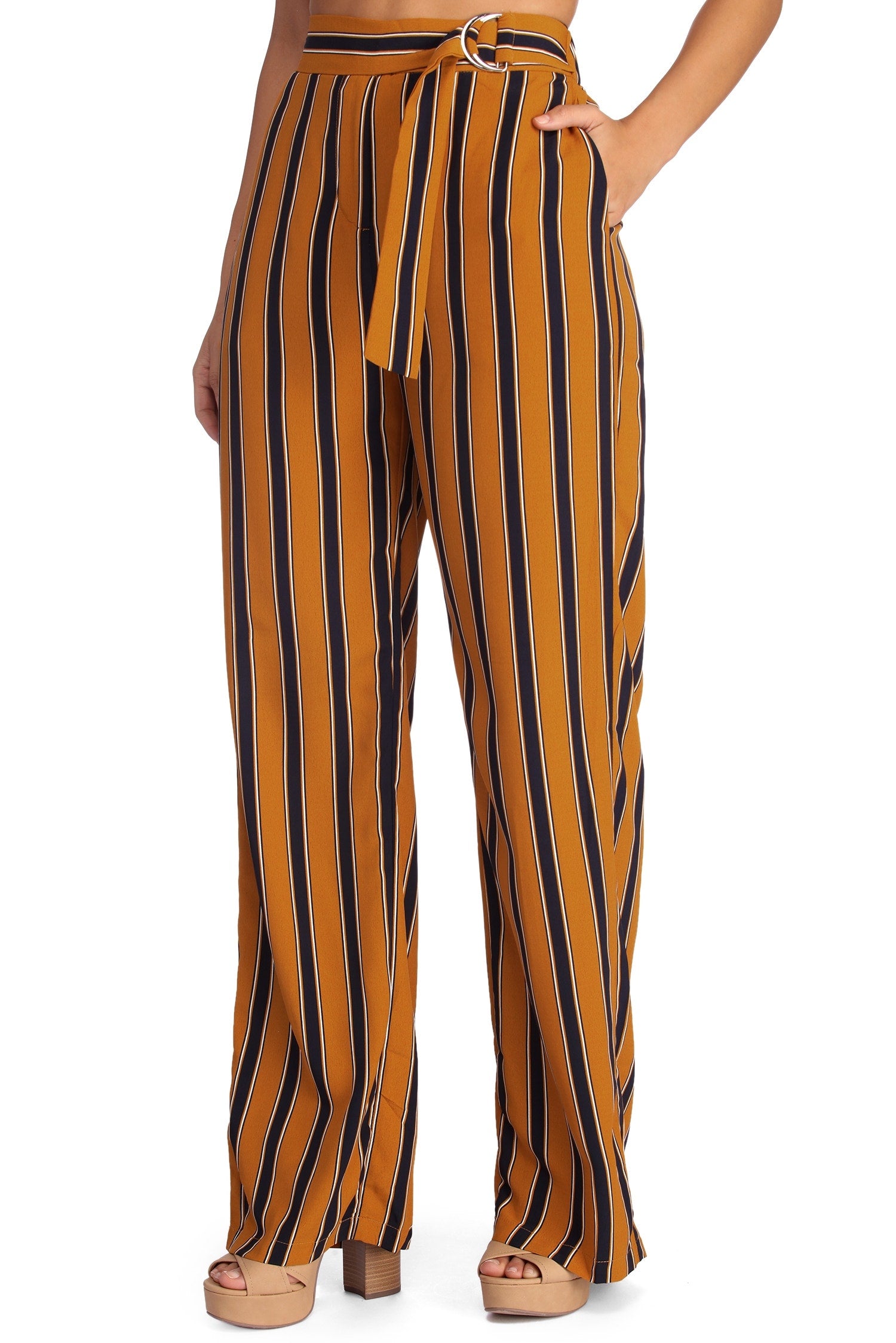 Stripes To Stun Flared Pants