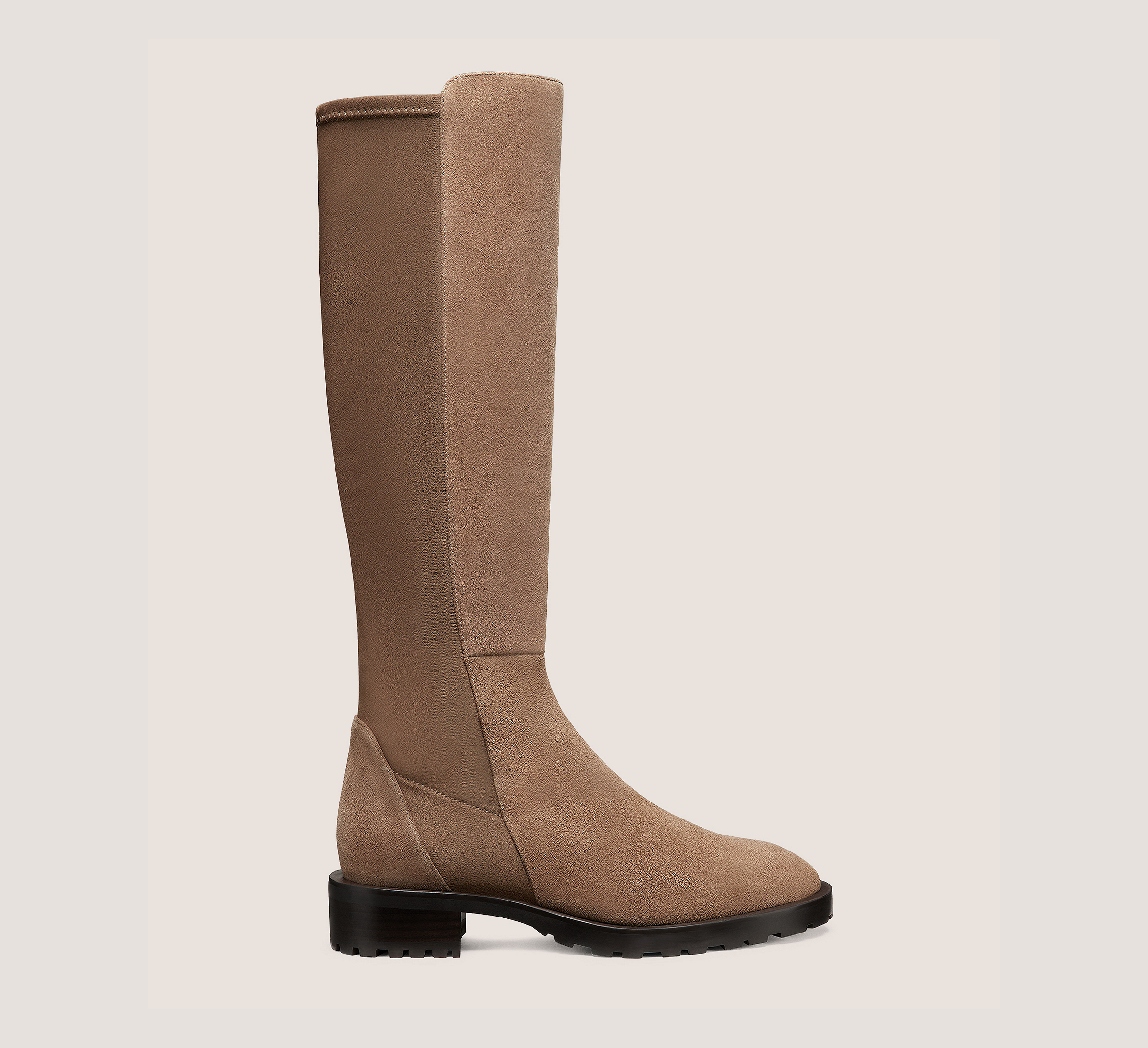 Stuart Weitzman 5050 Knee-High Lug Boot Knee-High, Khaki Suede, Size: 7 Wide