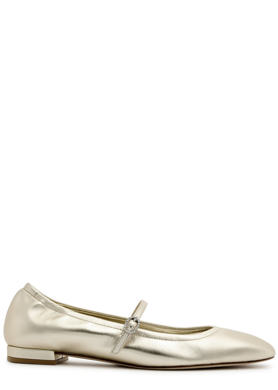 Stuart Weitzman Claris Metallic Leather Ballet Flats - Gold - 39 (IT39/ UK6)