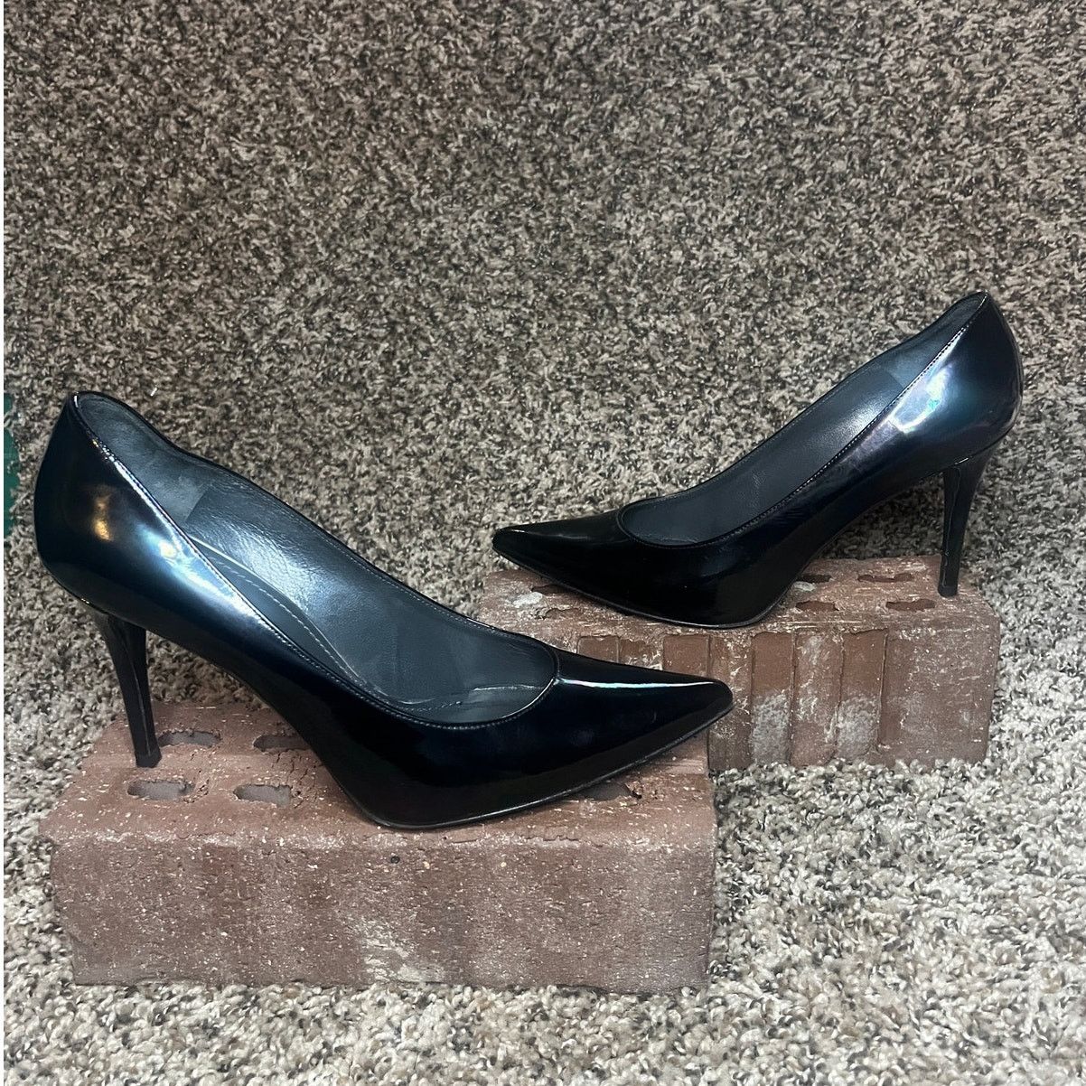 Stuart Weitzman Leather Stilettos Heel Shoes Pump Black 9.5, Women's