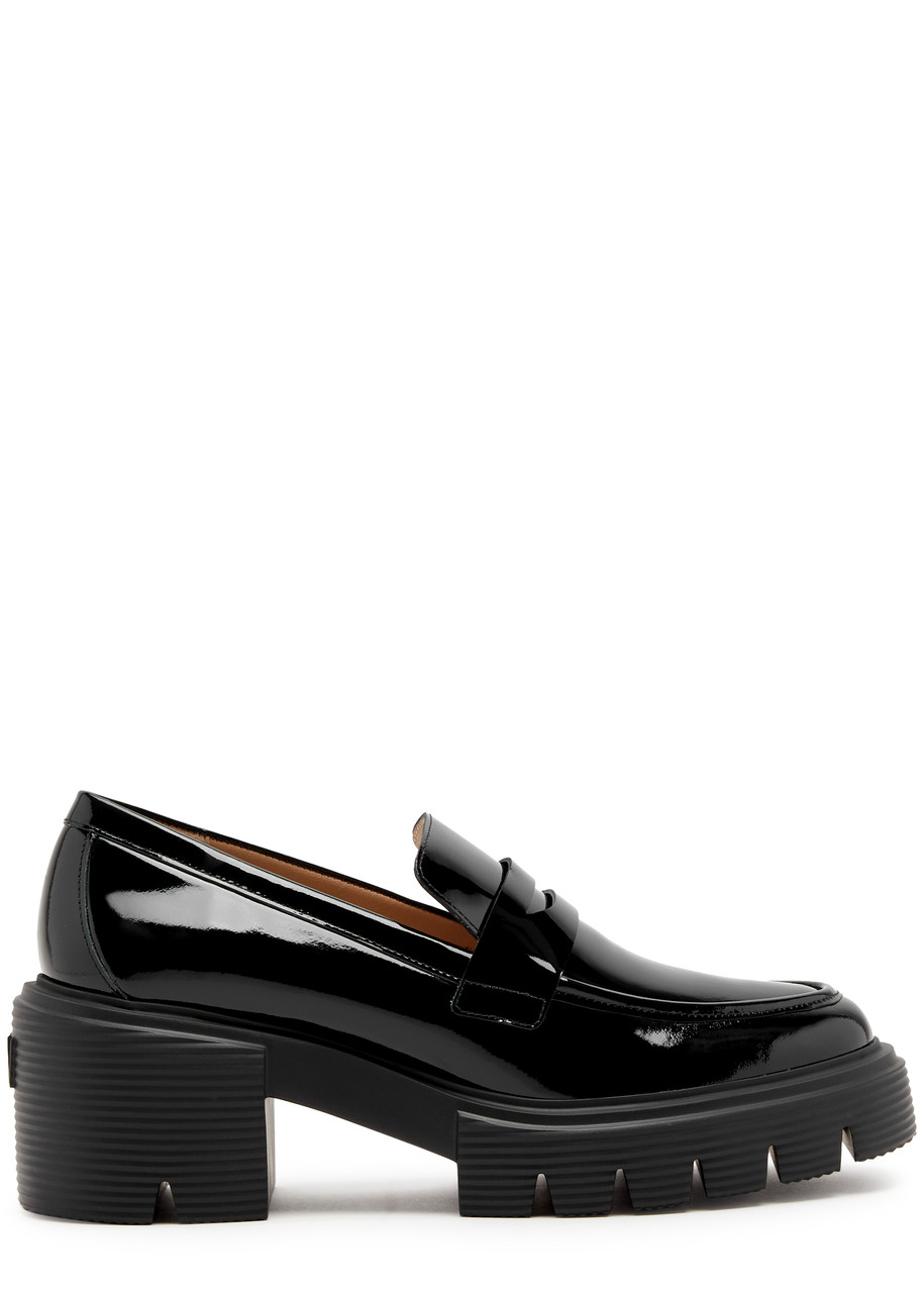 Stuart Weitzman Soho 75 Patent Leather Loafers - Black - 4