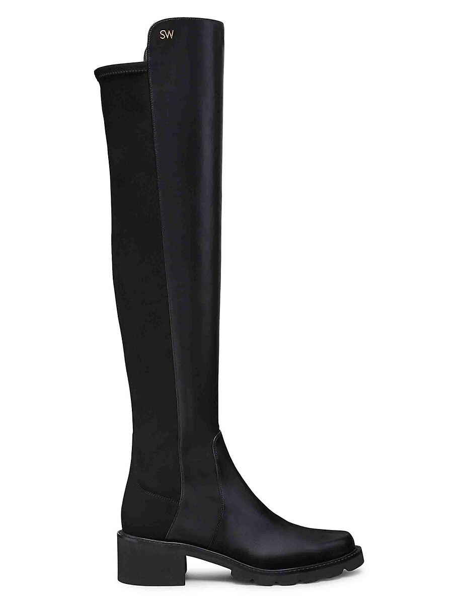 Stuart Weitzman Women's Alina City Leather Over-The-Knee Boots - Black - Size 11