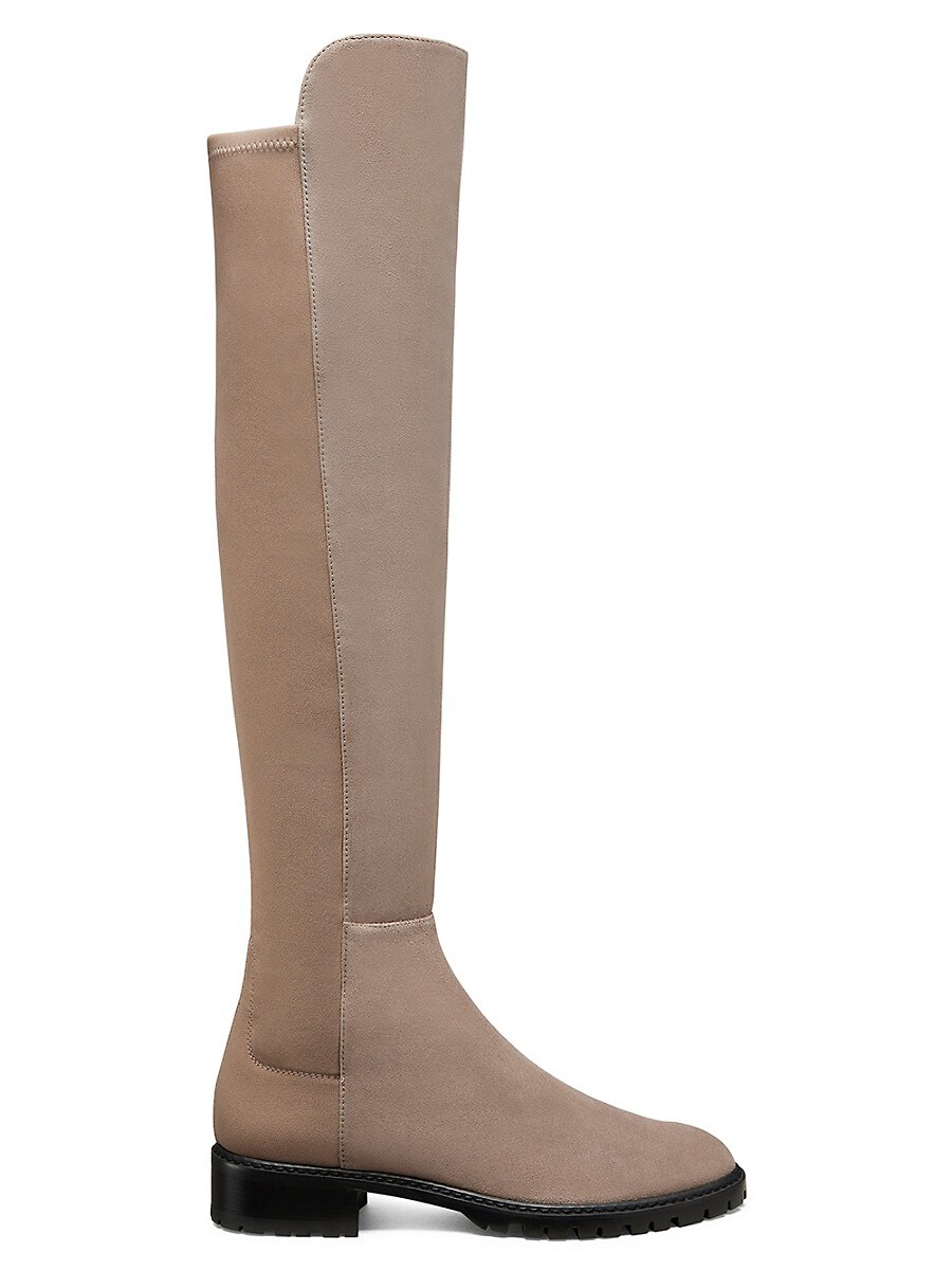 Stuart Weitzman Women's City II Two-Tone Suede Knee-High Boots - Tan - Size 4