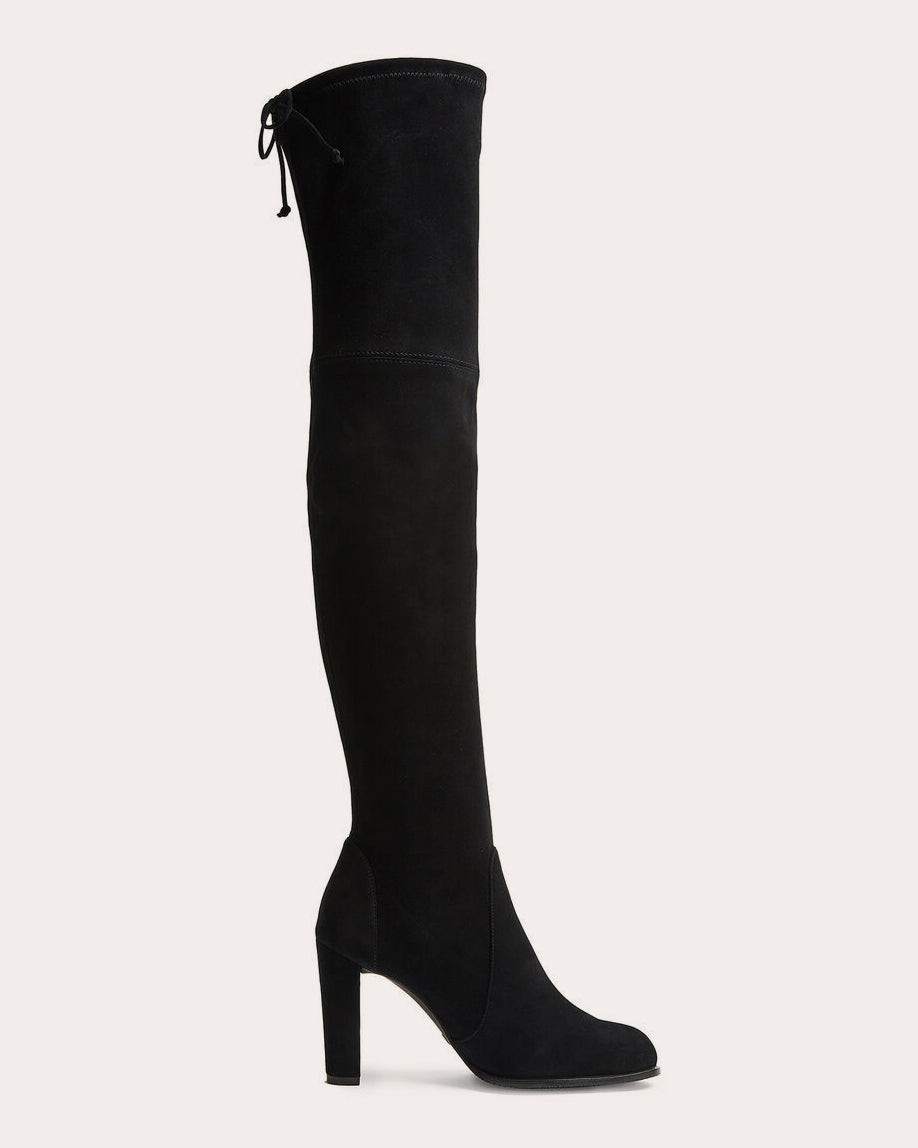 Stuart Weitzman Women's Highland Stretch-Leather Over-the-Knee Boot in Black Leather/Rubber