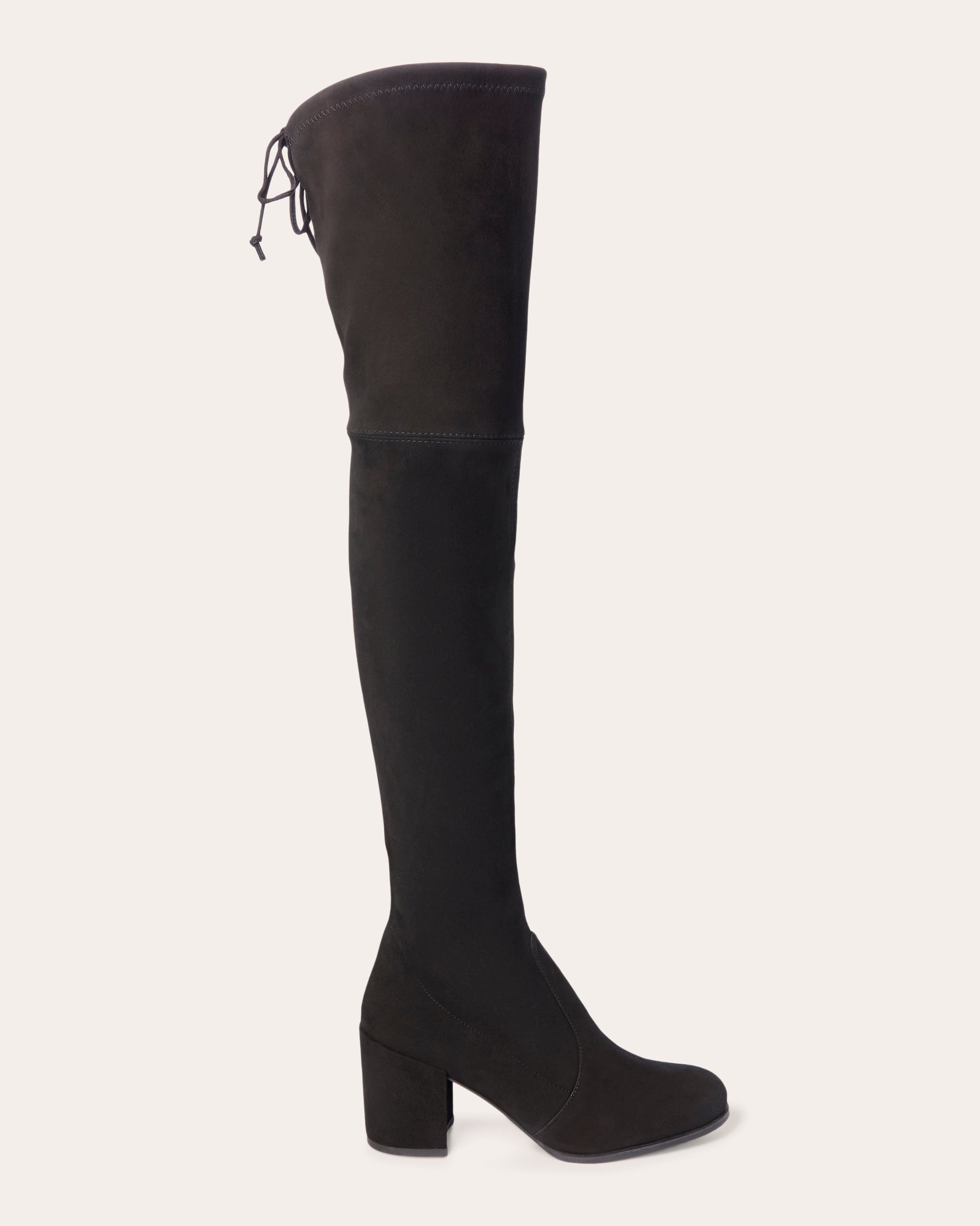 Stuart Weitzman Women's Tieland Stretch-Suede Over-the-Knee Boot in Black Suede/Leather/Rubber