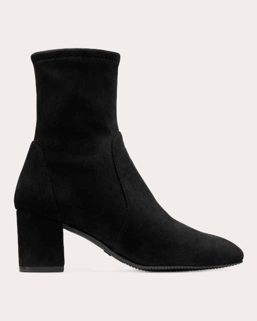 Stuart Weitzman Women's Yuliana 60 Stretch-Suede Sock Ankle Boot in Black Suede/Leather/Rubber