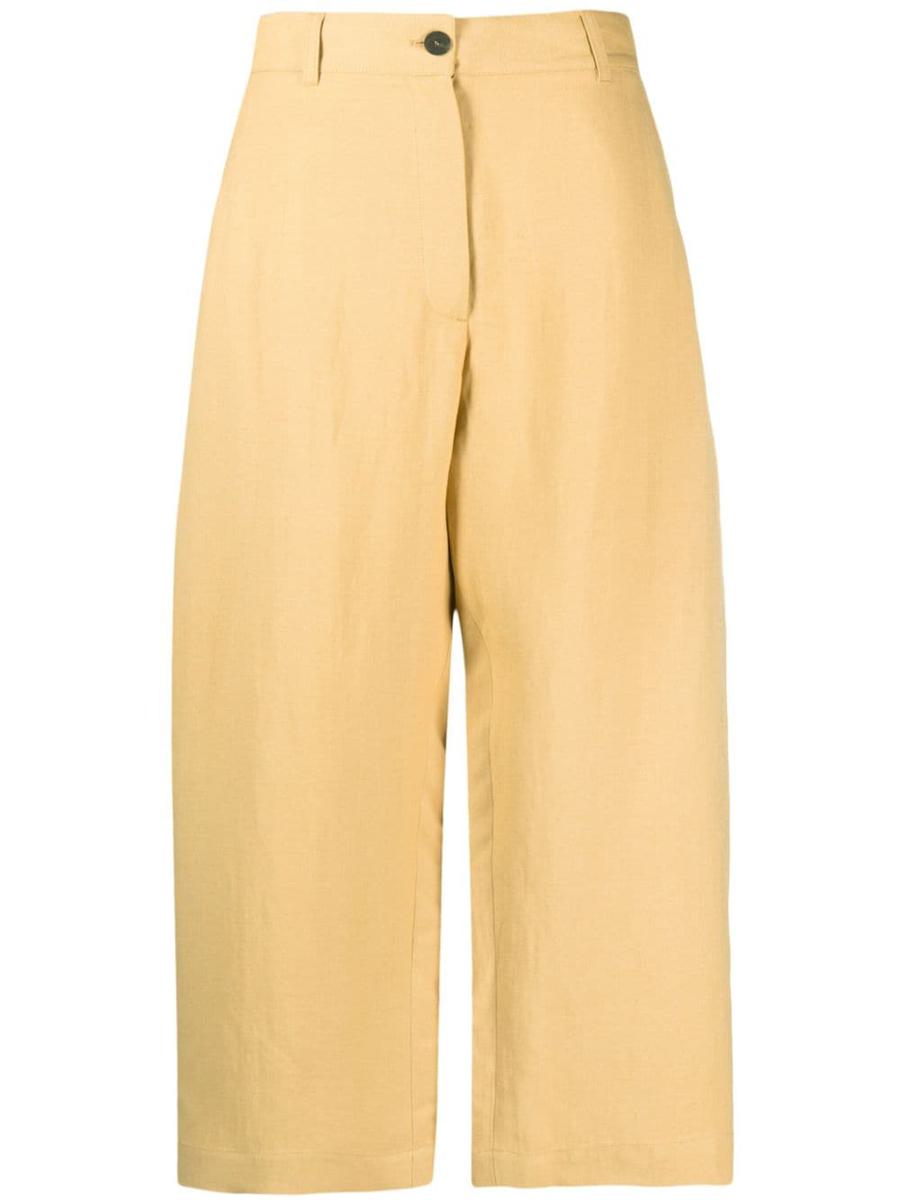 Studio Nicholson Wide Leg Cropped Cotton Trousers