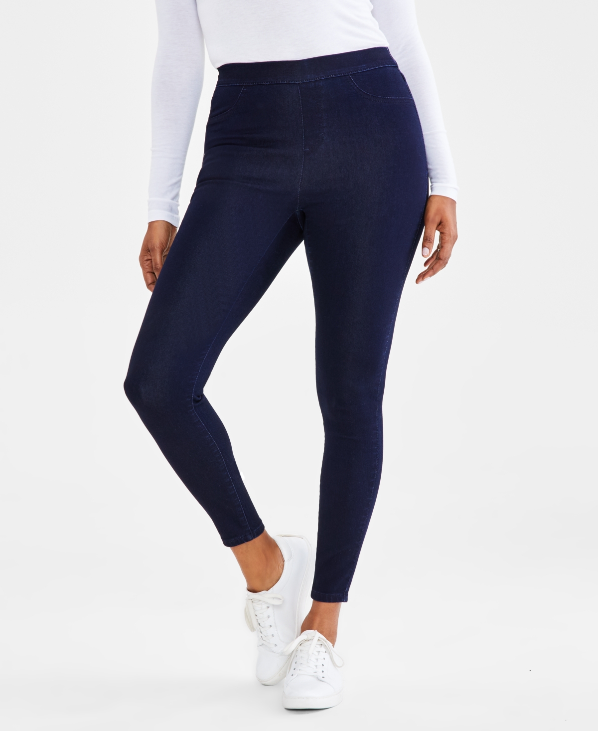 Style & Co Petite Mid-Rise Pull On Jeggings, Created for Macy's - Rinse