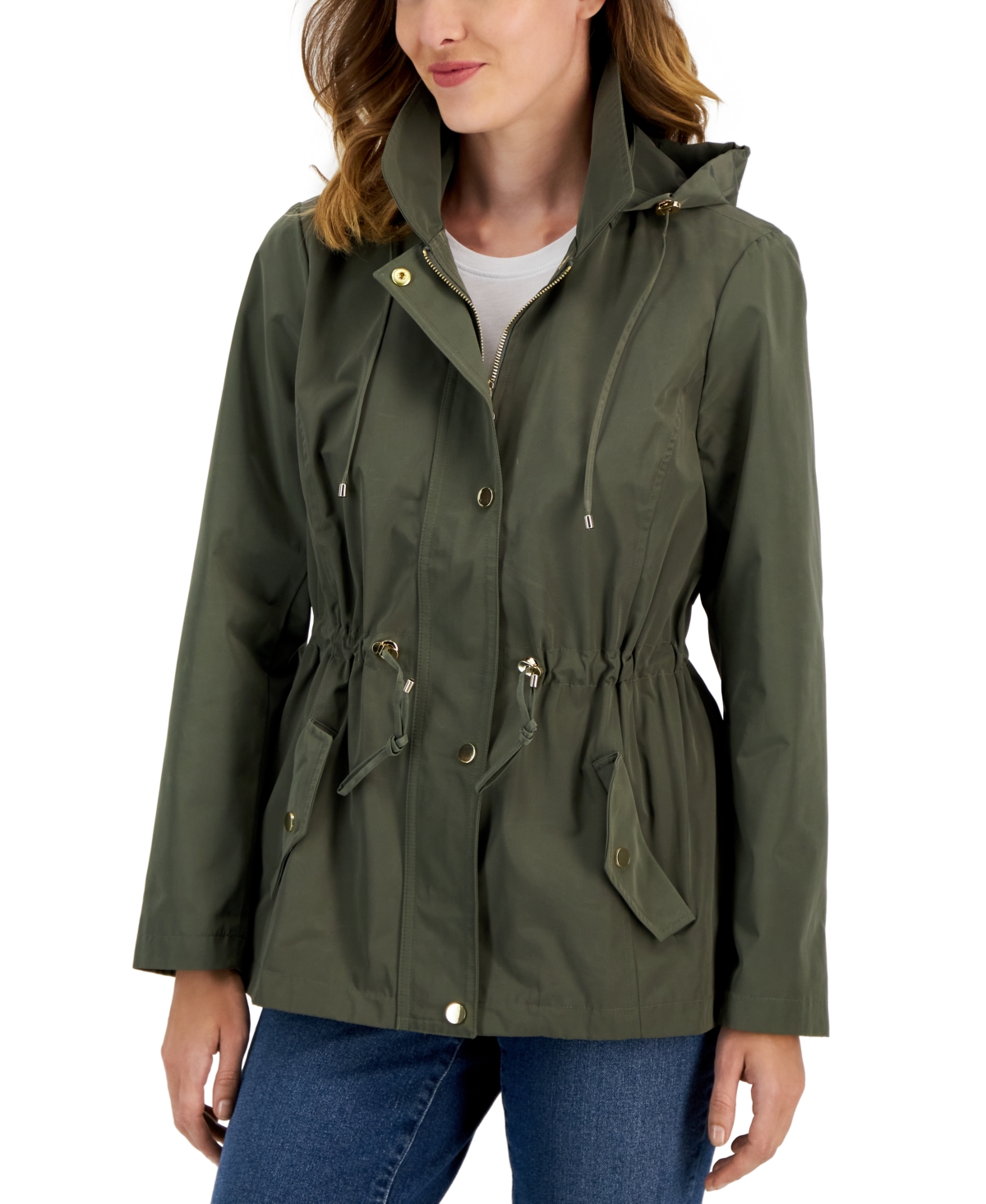 Style & Co Women's Hooded Anorak, Pp-4X, Created for Macy's - Olive