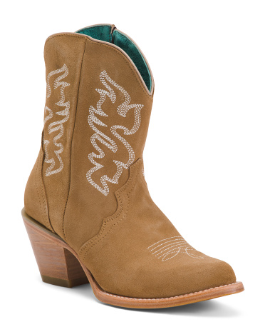 Suede Embroidered Cowboy Boots for Women