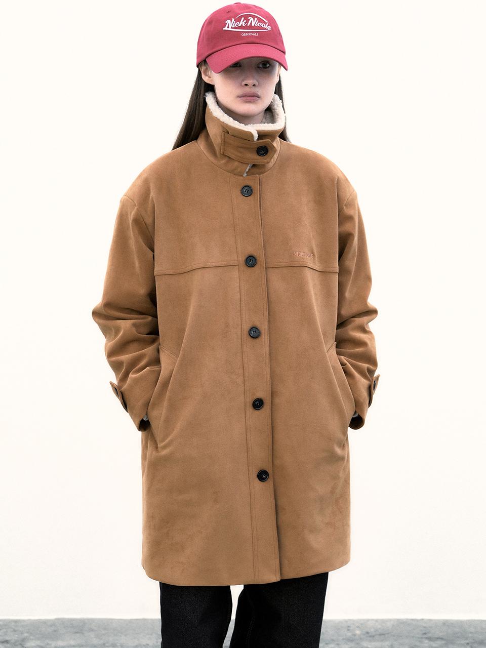 Suede Fur-lined Mustang Coat [Camel]