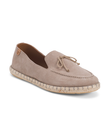 Suede Mocassin Espadrilles With Front Bow for Women | Man-Made Sole/Suede