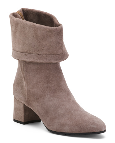 Suede Rely Fold Down Heeled Boots for Women | Leather/Man-Made Sole/Suede