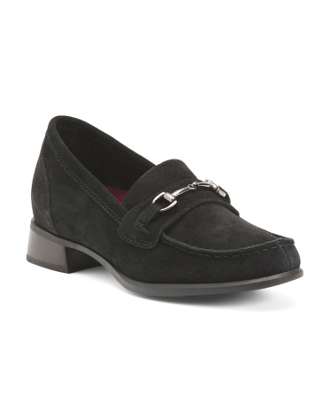 Suede Wide Gryffin Moc Toe Comfort Loafers for Women | Man-Made Sole/Suede