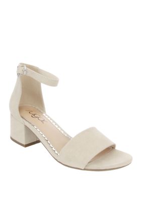 Sugar Noelle Low Block Heel Sandals, Beige, 6M