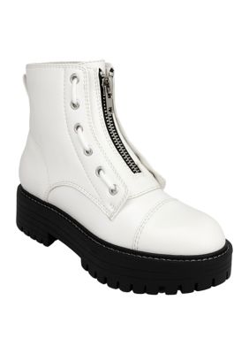 Sugar Women's Livewire Zip Combat Boots, White, 6.5M