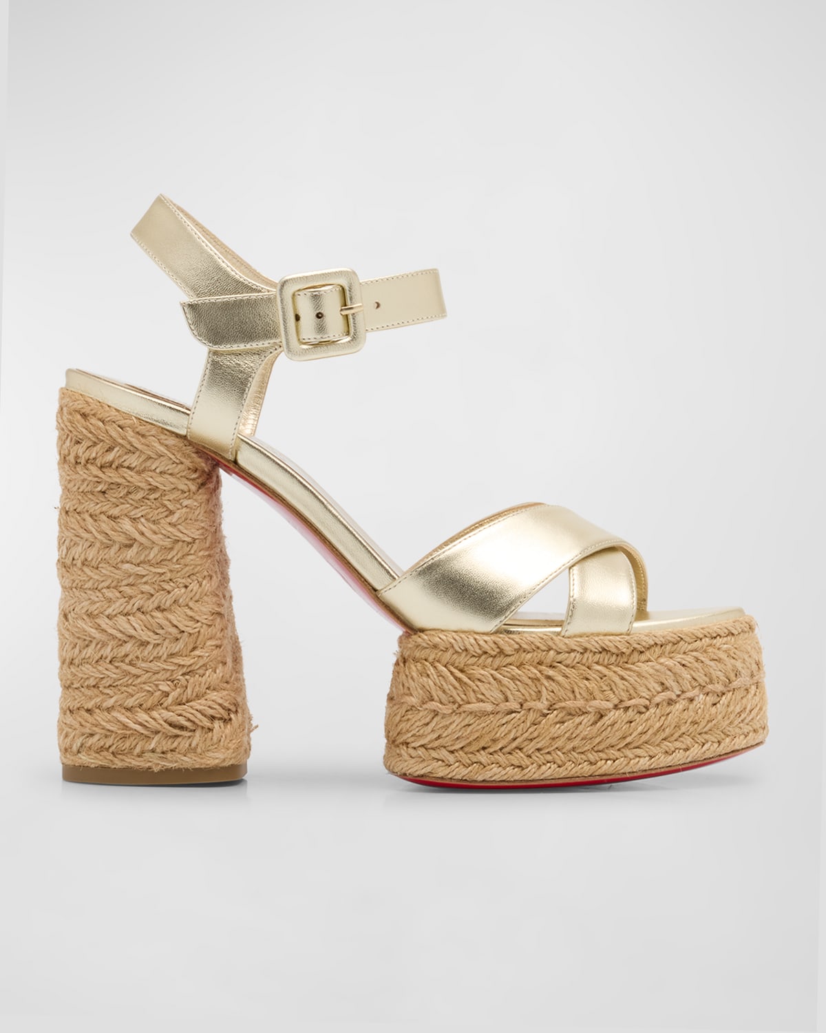 Super Calakala Metallic Red Sole Platform Espadrilles