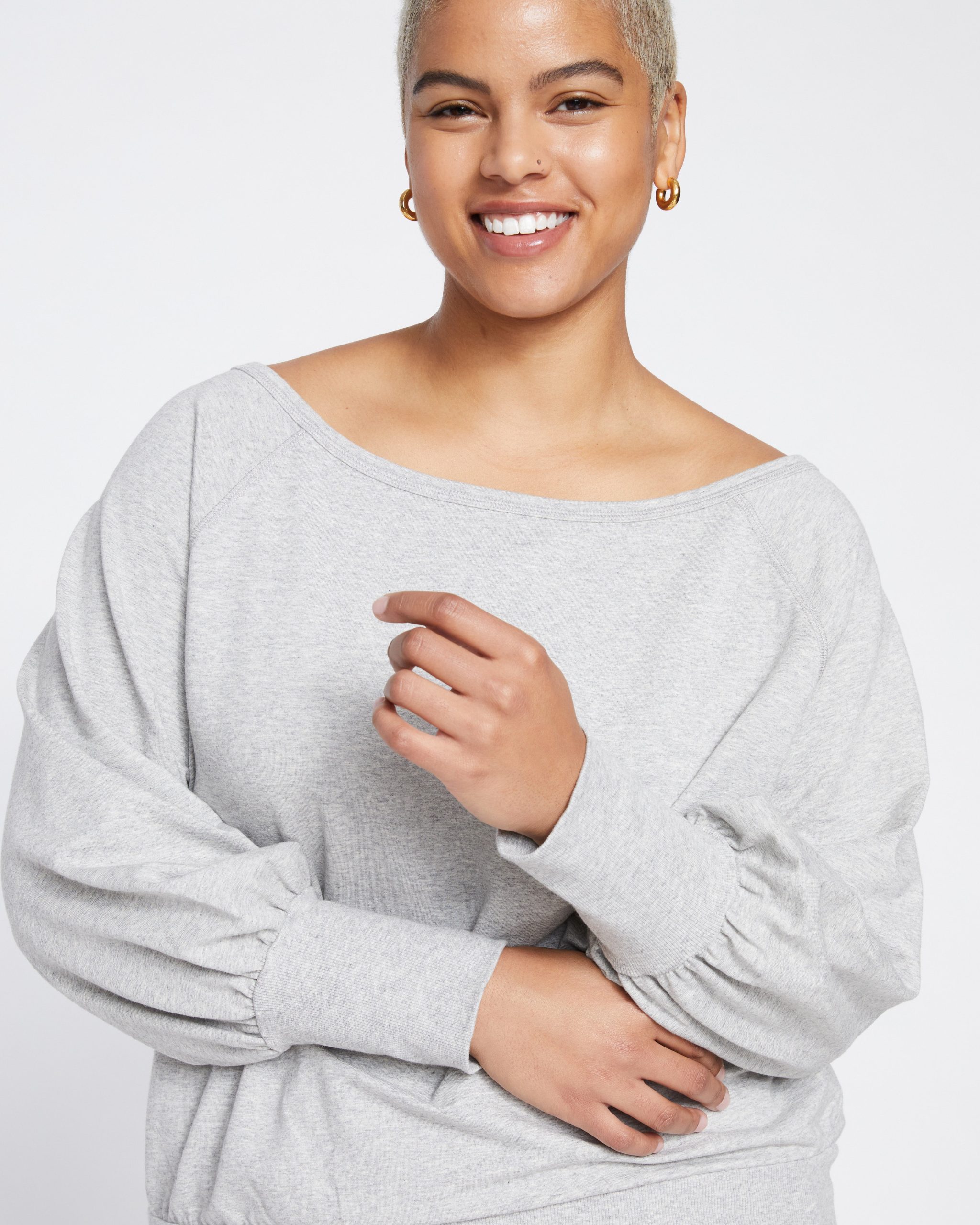 Super Soft Terry Scoop Sweatshirt - Heather Grey