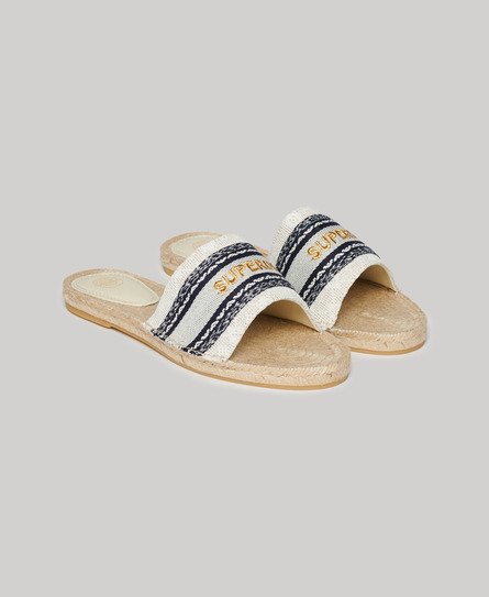 Superdry Women's Canvas Espadrille Overlay Sliders Beige Size: 7