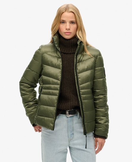 Superdry Women's Fuji Quilted Padded Jacket Green Size: 8