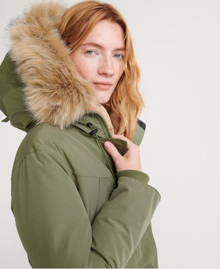 Superdry Women's Rookie Down Parka Jacket Green Size: 4