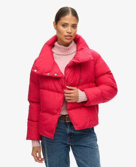 Superdry Women's Short Puffer Coat Pink Size: 12