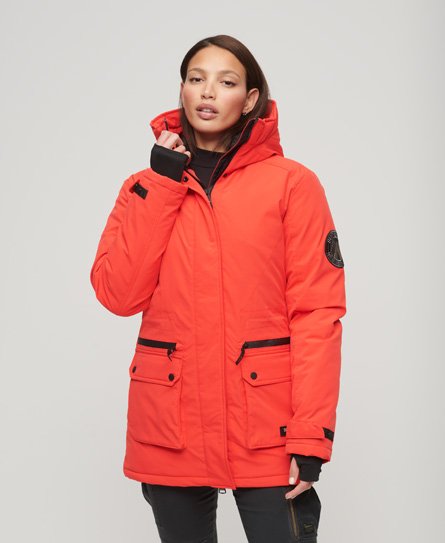 Superdry Women's Women's City Padded Parka Jacket Red / Sunset Red - Size: 8 Size: 4