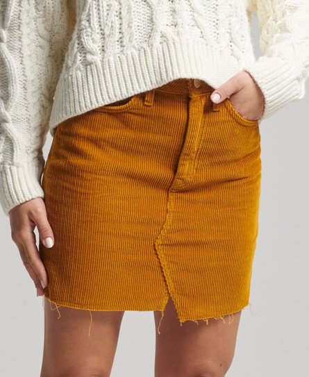 Superdry Women's Women's Denim Mini Skirt Yellow / Turmeric Tan Cord - Size: 26