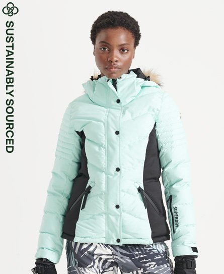 Superdry Women's Women's Sport Snow Luxe Puffer Jacket Light Blue - Size: 10 Size: 6