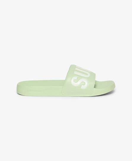 Superdry Women's Women's Vegan Core Pool Sliders Green / Tender Greens/Optic - Size: 3-4