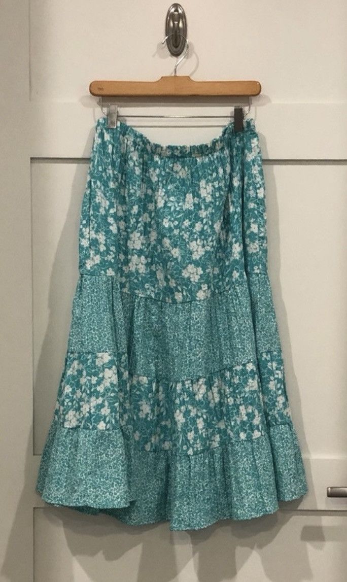 Susan Graver Tiered Skirt in Teal, Women's (Size 34)