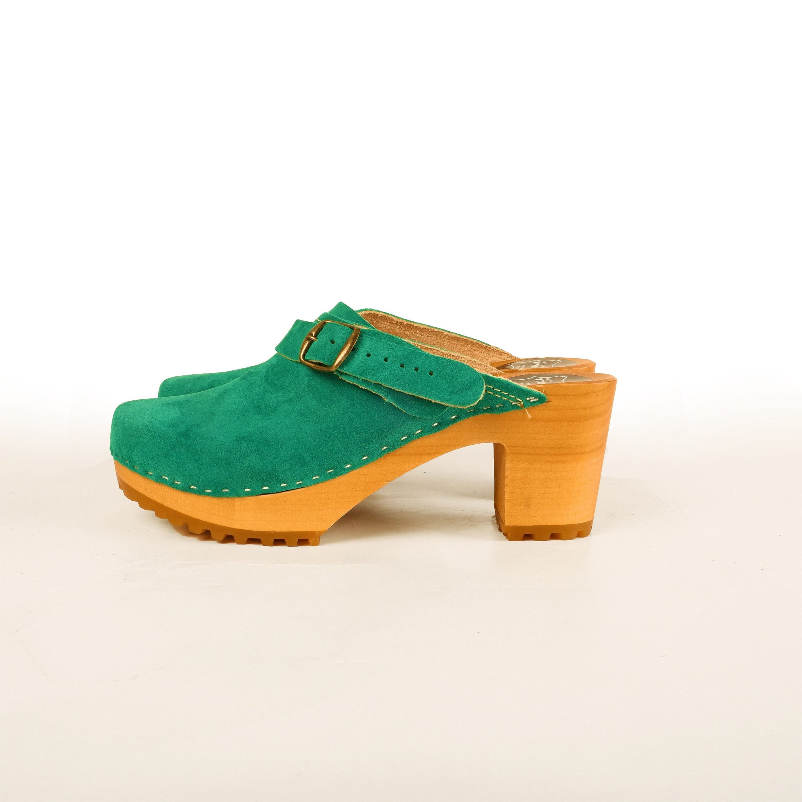 Swedish Clogs - Lotta Green Sandals Moccasins Wooden Women Clogs Leather Clog Womens Boots Wood Suede High Heels Platform