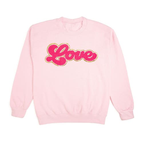 Sweet Wink Love Script Patch Valentine's Day Adult Sweatshirt in Pink at Nordstrom, Size Small