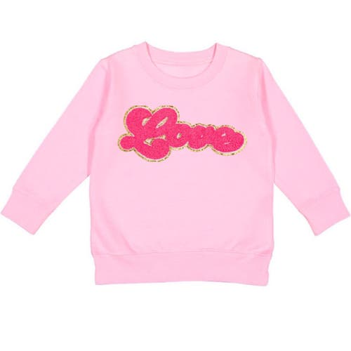 Sweet Wink Love Script Patch Valentine's Day Sweatshirt in Pink at Nordstrom, Size 2T