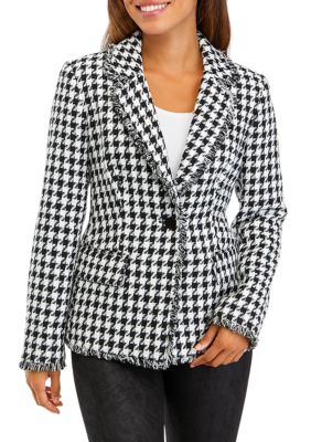 T TAHARI Women's Petite Houndstooth Blazer, 10P