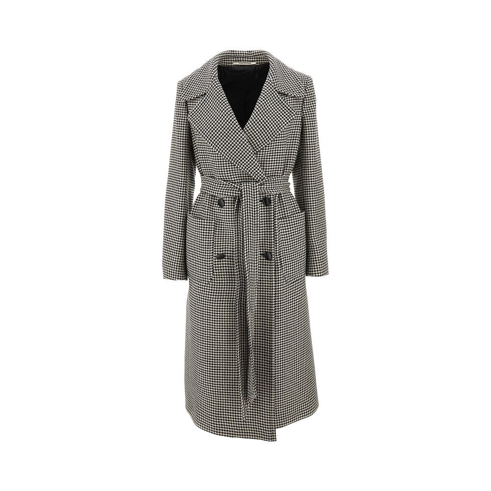 TAGLIATORE Houndstooth wool double-breasted coat Woman 46