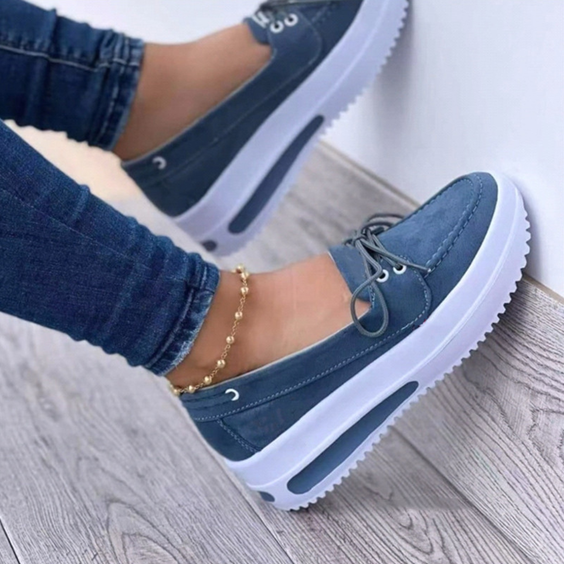 TEMU Women's Wide Loafers Shoes Suede Moccasins Wide Platform Shoes Moccasin Penny Loafers Slip On Work Shoes Casual Shoes Ladies Comfort Walking Shoes