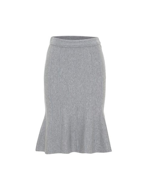 THEO The Label Ersa Shimmer Rib Stripe Tulip Skirt in Grey/silver at Nordstrom, Size X-Small