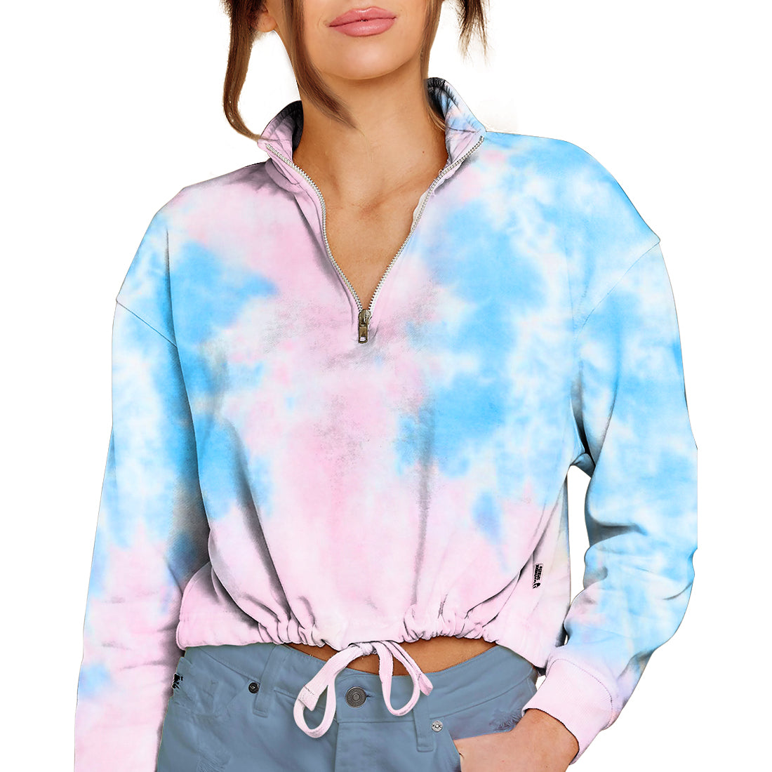 TIE-DYE CROPPED SWEATSHIRT PASTEL MULTI