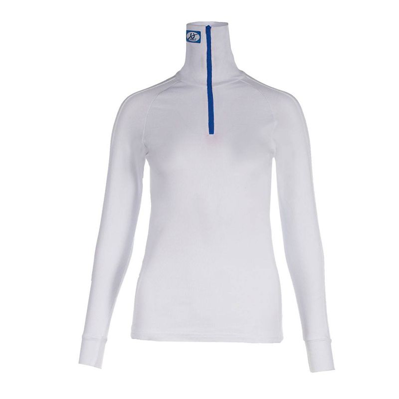 TKO Cotton High Neck Long Sleeve Shirt L White/Blu