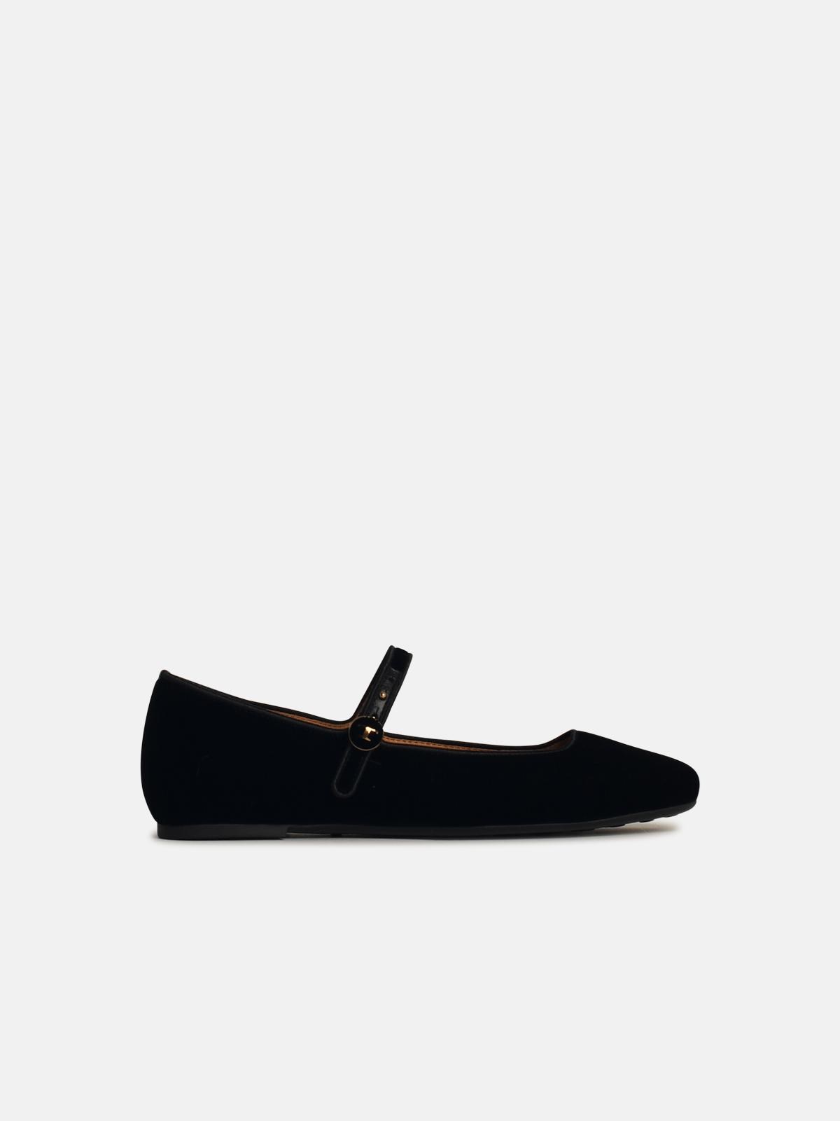 TOD'S Black Velvet Ballet Flats