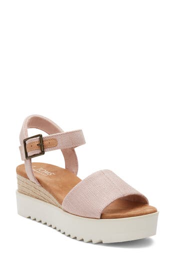 TOMS Diana Platform Wedge Sandal in Light/Pastel Pink at Nordstrom Rack, Size 10