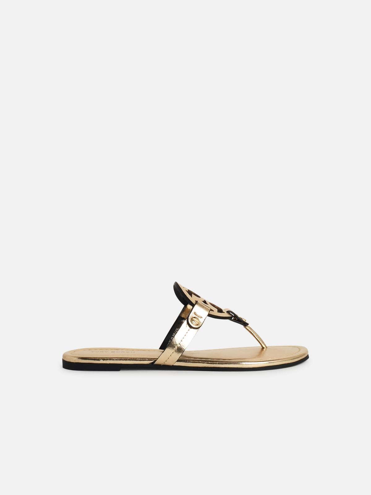 TORY BURCH 'Miller' Beige Leather Flip-Flops