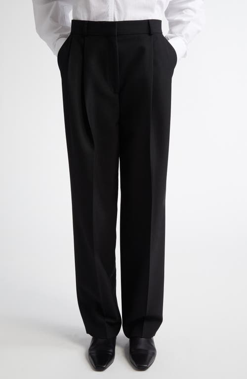 TOTEME Tailored Double Pleat Wool Flannel Trousers in Black at Nordstrom, Size 00 Us