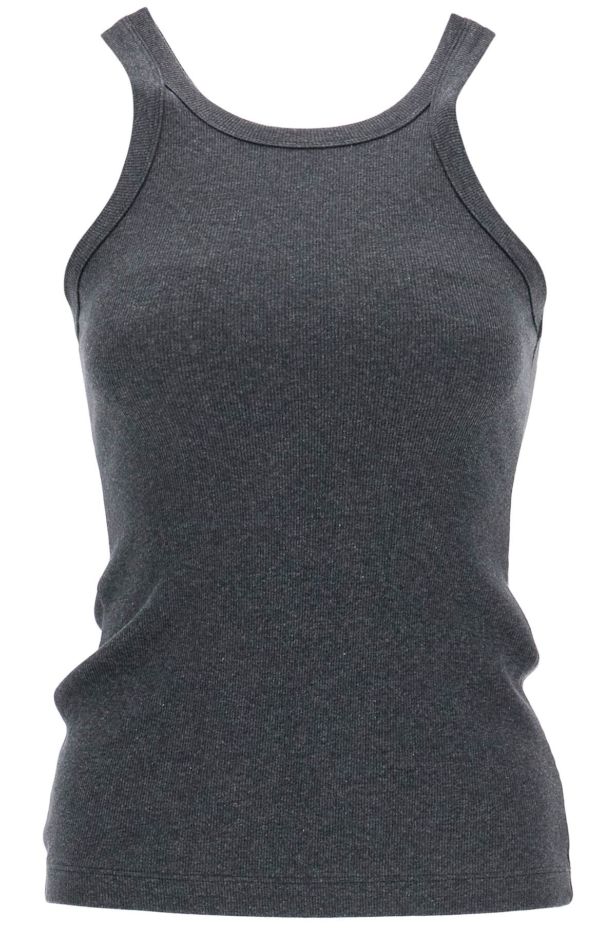 TOTEME organic cotton ribbed tank top charcoal melange with wide straps