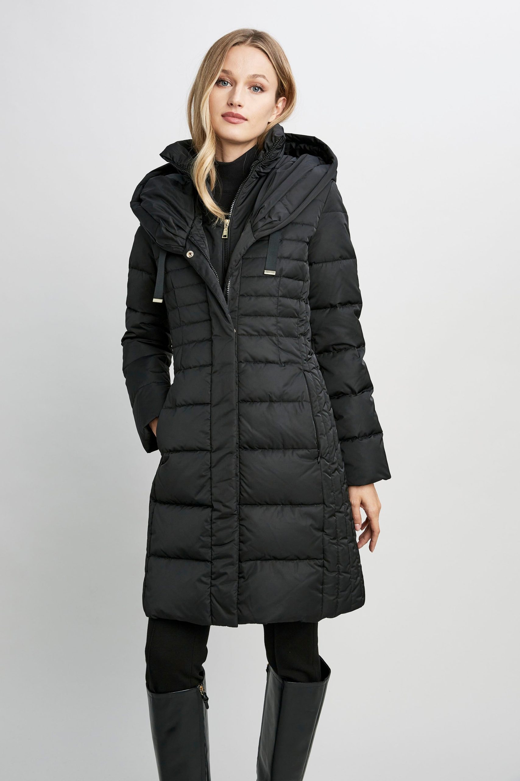 Tahari Double Layer Long Puffer Coat