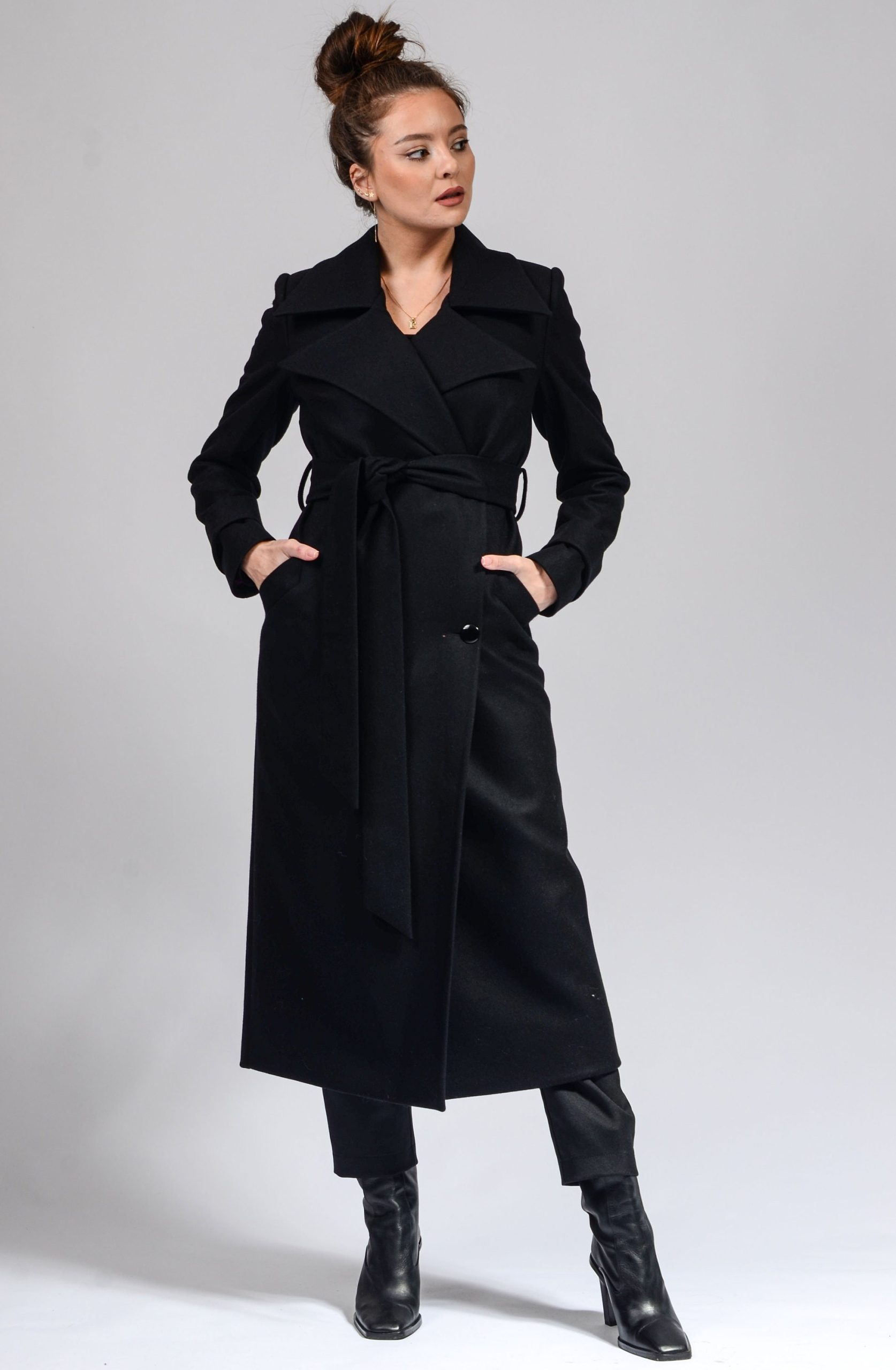 Tailored Winter Coat, Women's Black Wool Personalized Made To Order, Gift For Her | Romanita 3 Coat