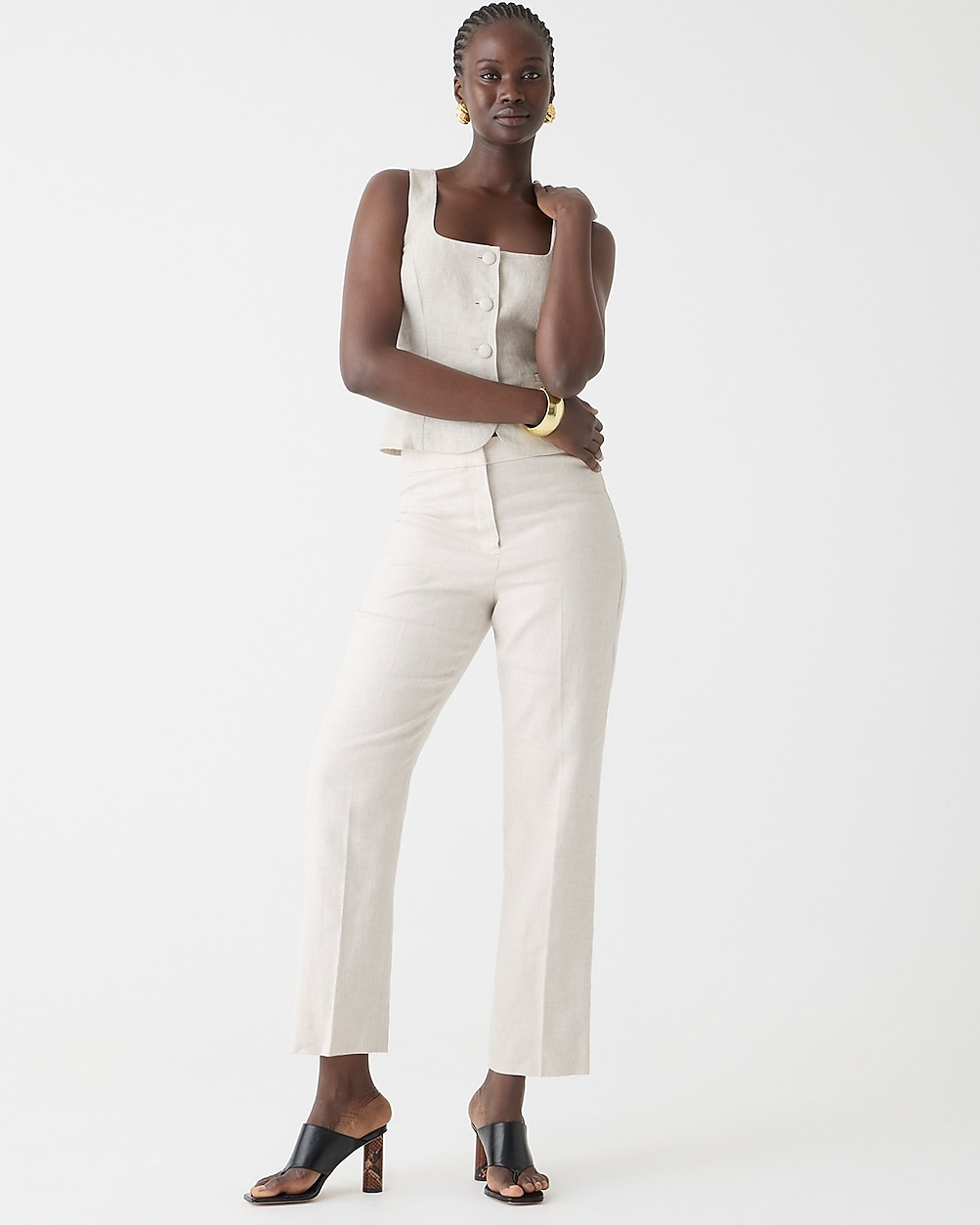 Tall Kate straight-leg pant in stretch linen blend